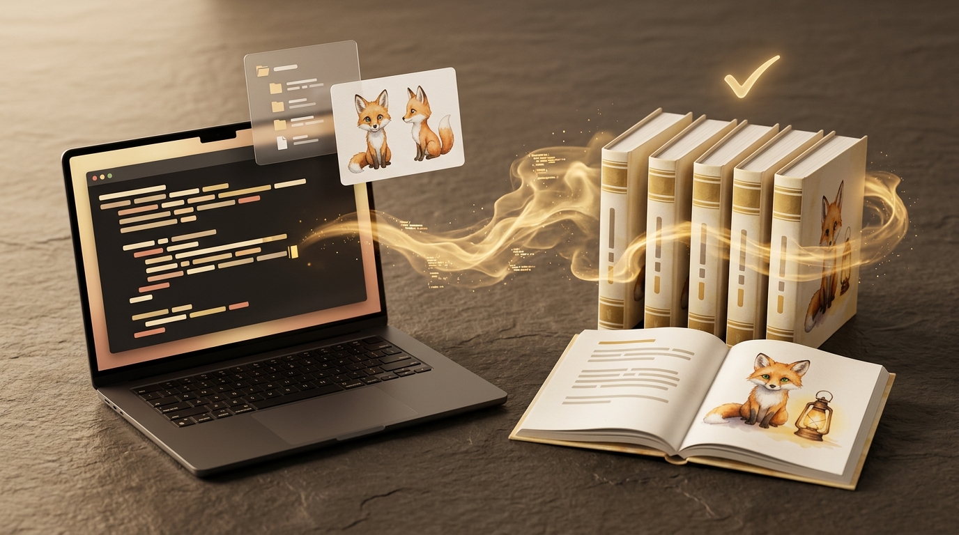 Buch mit KI schreiben: Codex legt im Terminal Serienbibel, Banddossiers und Charakterreferenzen für eine Kinderbuchserie an